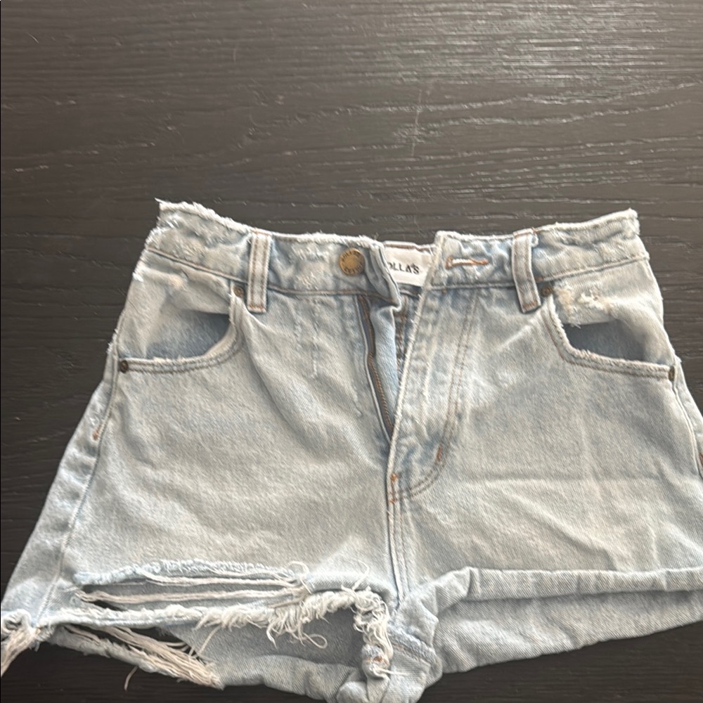 Light Blue Denim Women's Shorts Rollas 24 high rise slim